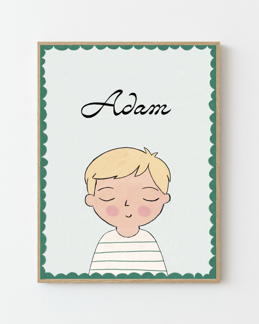 Personalized Portrait Boy - Blonde Hair (Green)