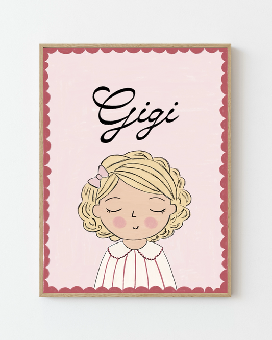 Personalized Portrait Girl - Blonde Hair (Red)