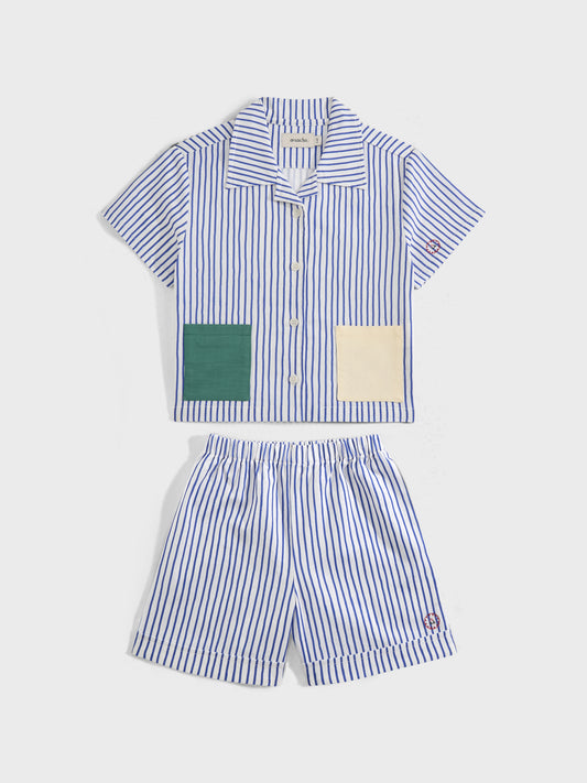 COLOR BLOCK STRIPES LINEN BLEND CO-ORD SET