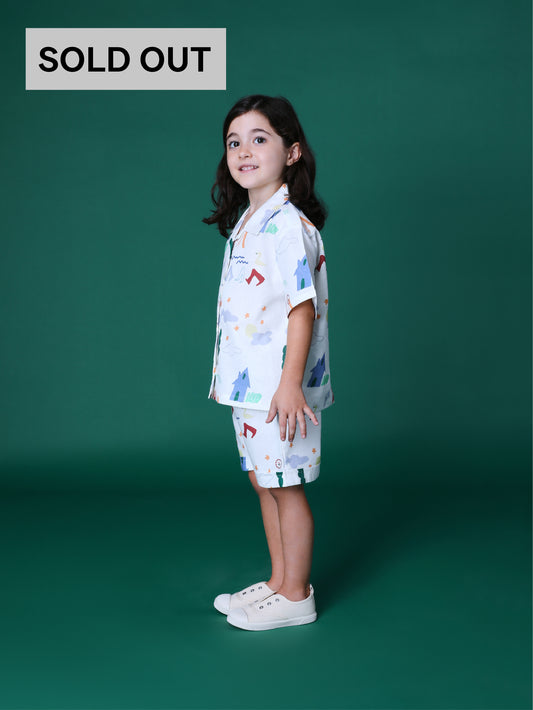 PLAY ALL OVER LINEN BLEND CO-ORD SET