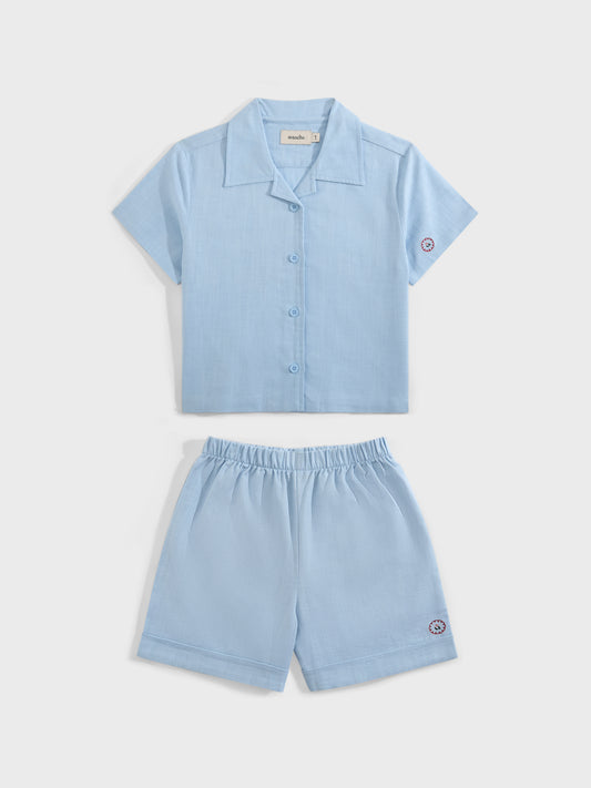 POWDER BLUE LINEN BLEND CO-ORD SET