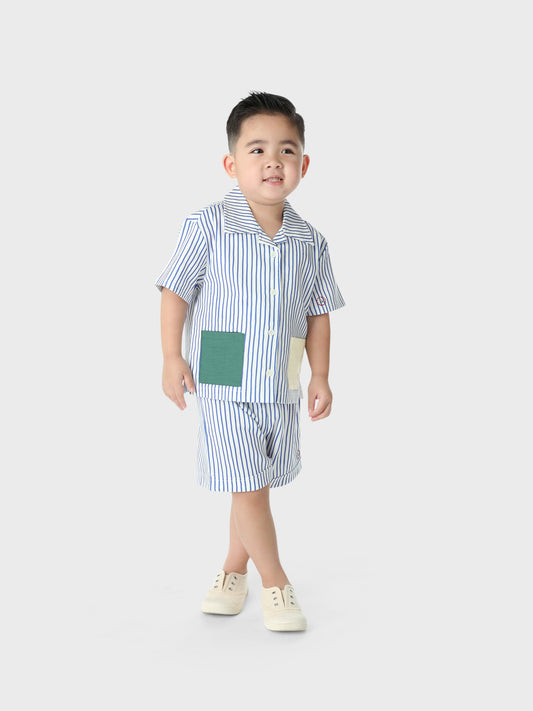 COLOR BLOCK STRIPES LINEN BLEND CO-ORD SET