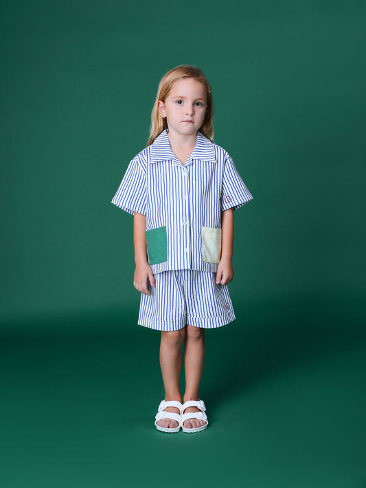 COLOR BLOCK STRIPES LINEN BLEND CO-ORD SET