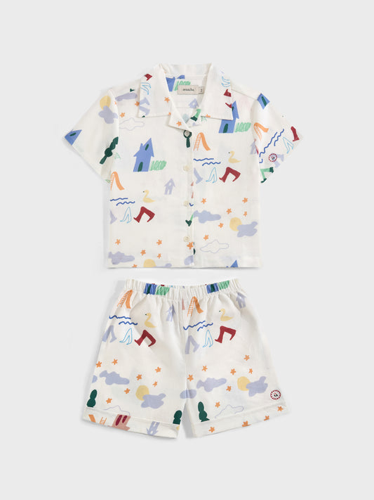 PLAY ALL OVER LINEN BLEND CO-ORD SET