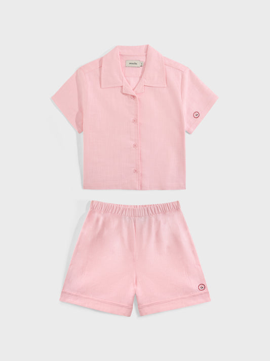 COTTON CANDY PINK LINEN BLEND CO-ORD SET