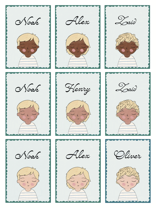 Personalized Portrait Boy - Blonde Hair (Green)