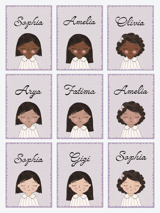 Personalized Portrait Girl - Black Hair (Purple)