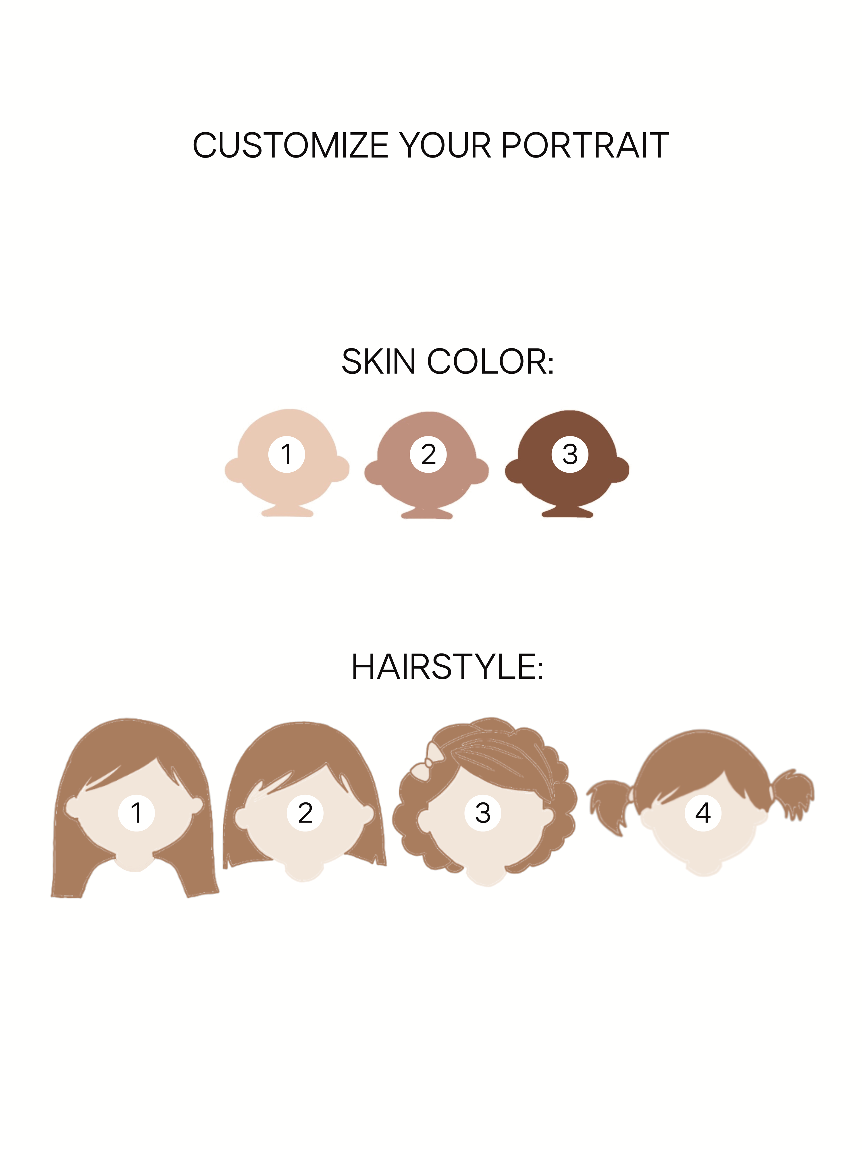 Personalized Portrait Girl - Brown Hair (Purple)