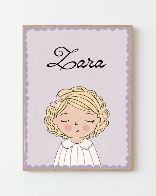 Personalized Portrait Girl - Blonde Hair (Purple)