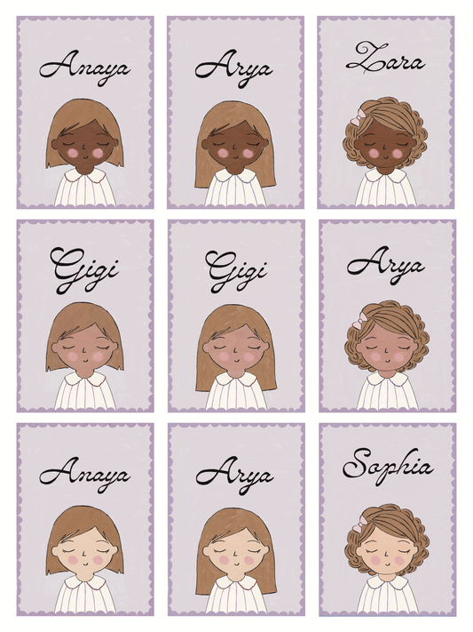 Personalized Portrait Girl - Brown Hair (Purple)