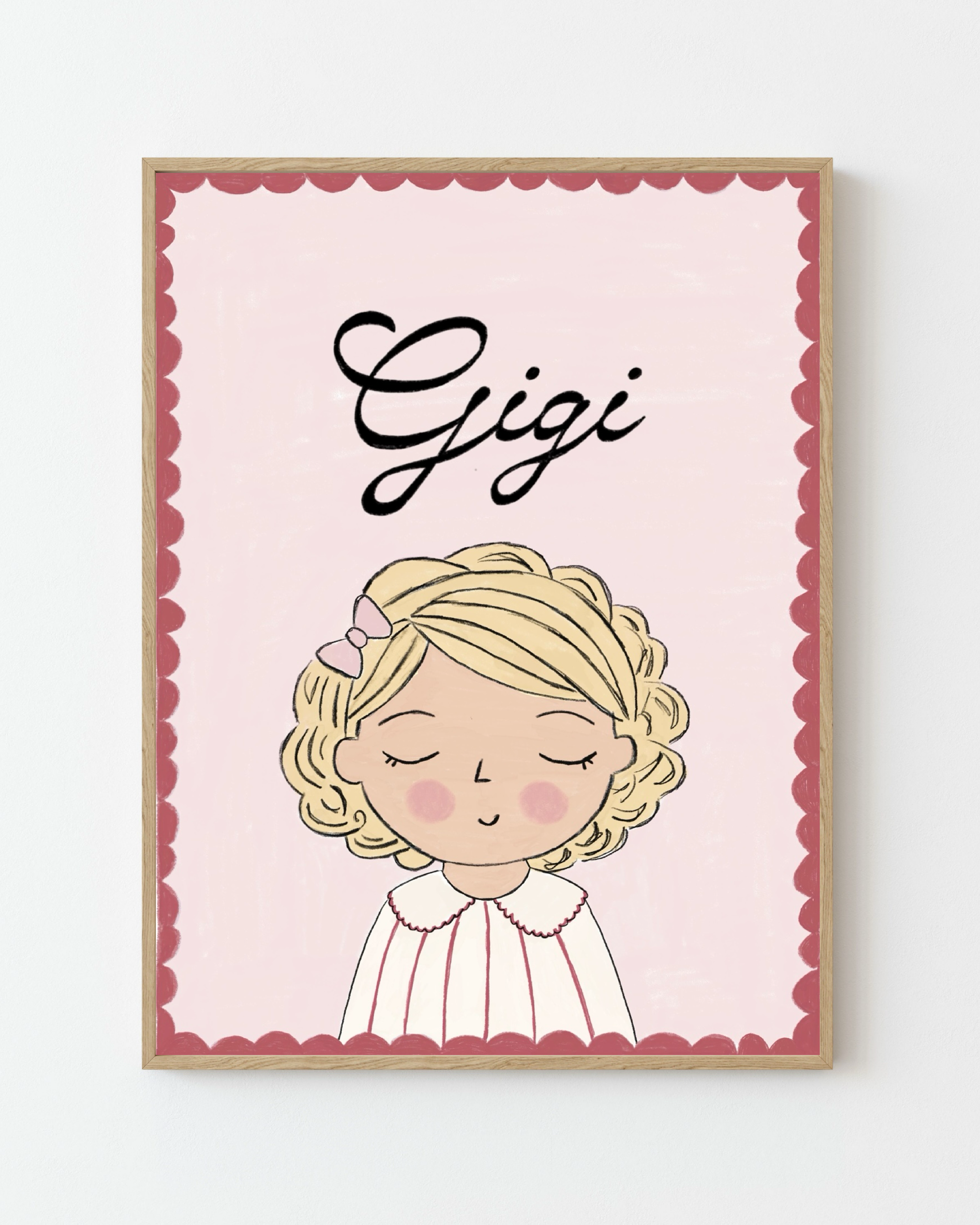 Personalized Portrait Girl - Blonde Hair (Red)