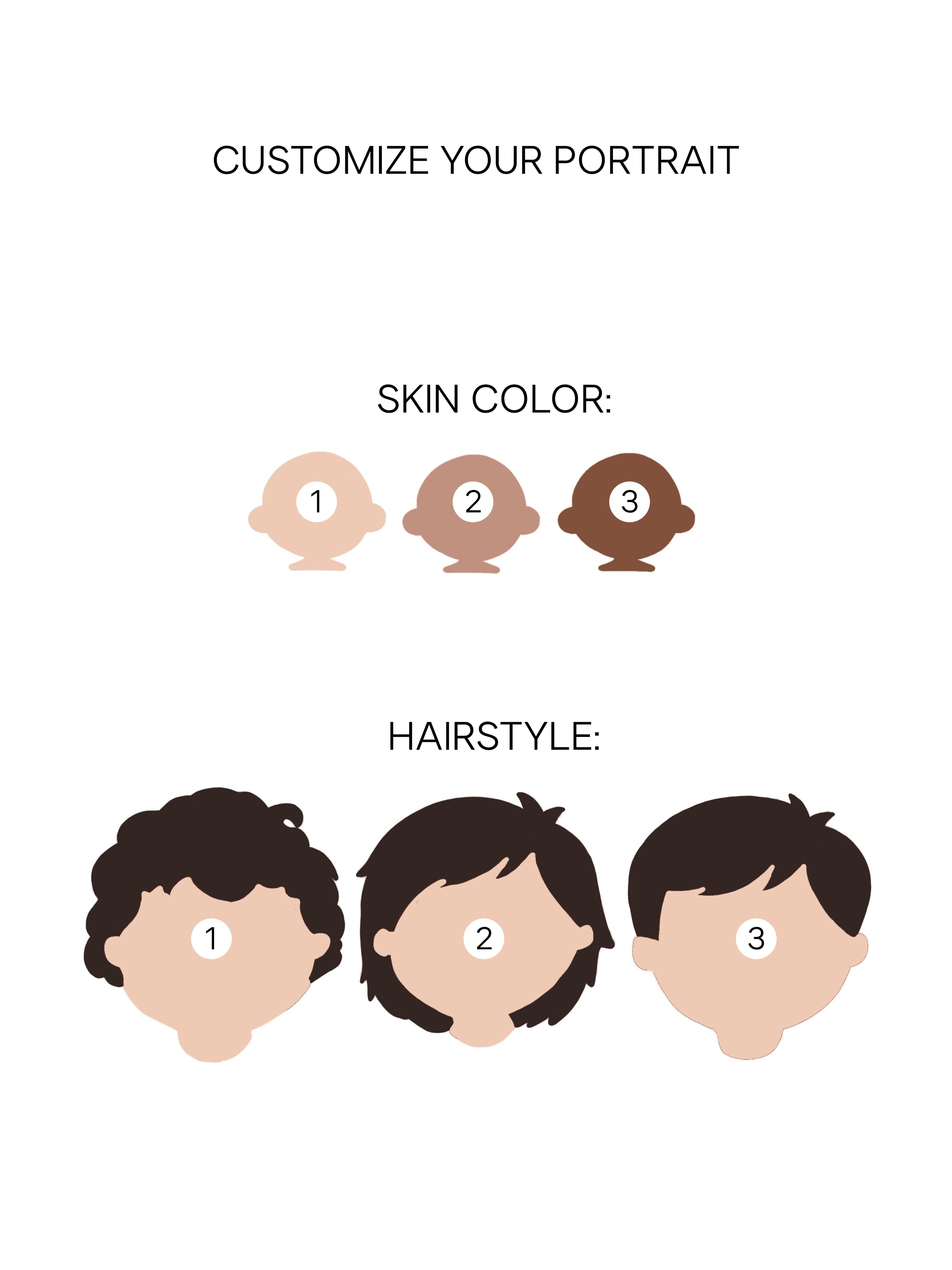 Personalized Portrait Boy - Dark Hair (Green)