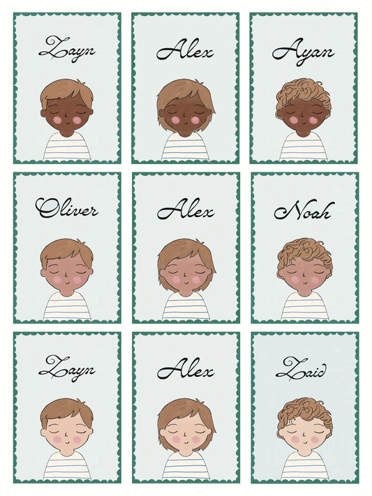 Personalized Portrait Boy - Brown Hair (Green)