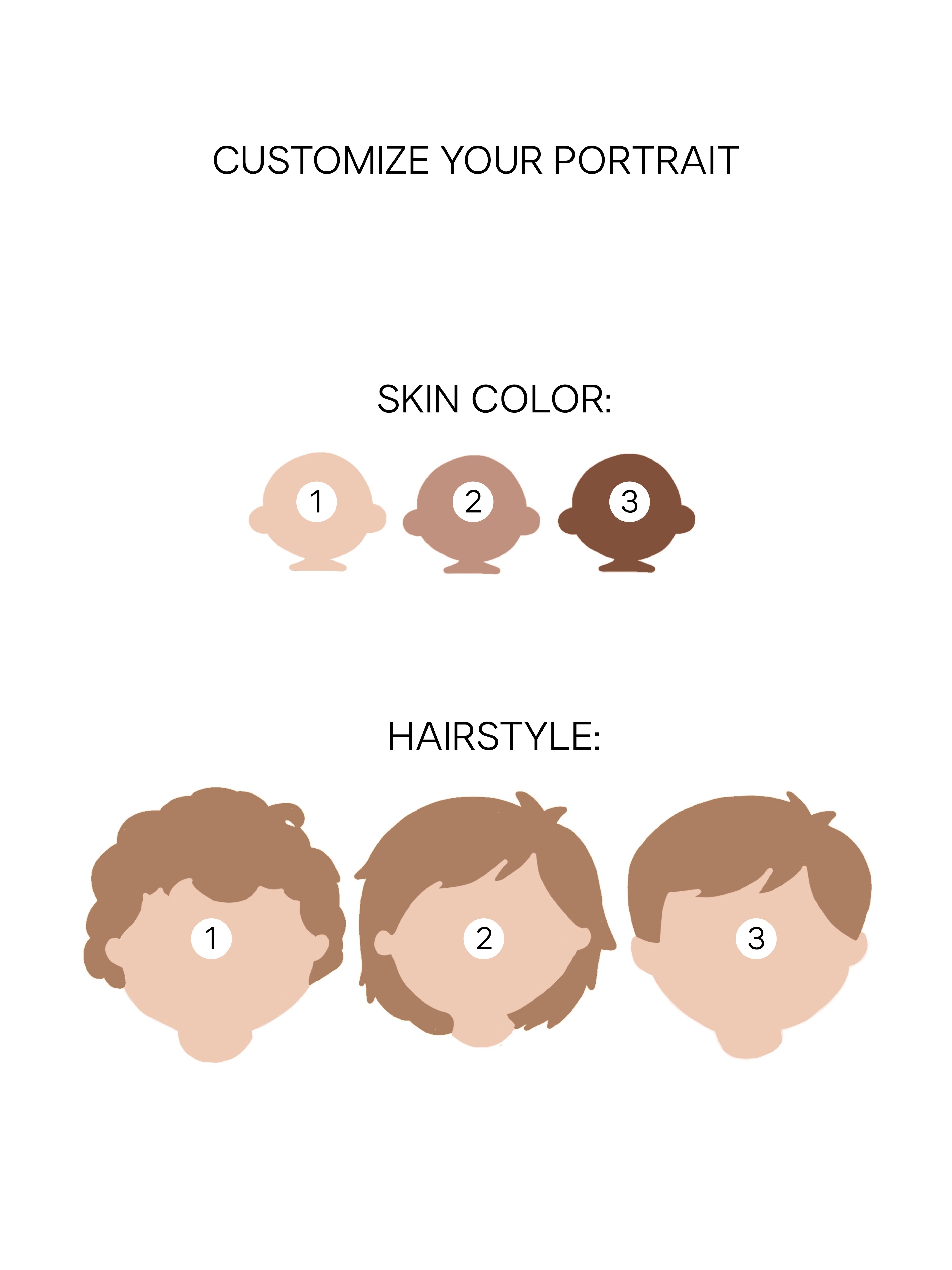 Personalized Portrait Boy - Brown Hair (Blue)