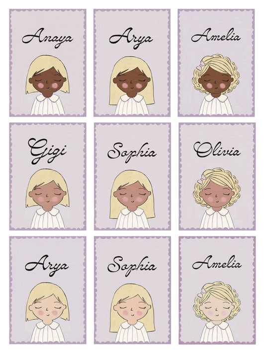 Personalized Portrait Girl - Blonde Hair (Purple)