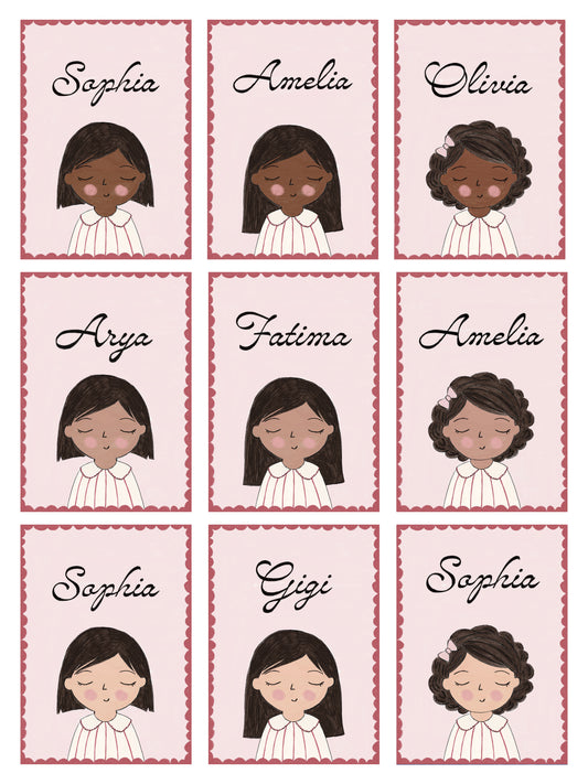 Personalized Portrait Girl - Black Hair (Red)