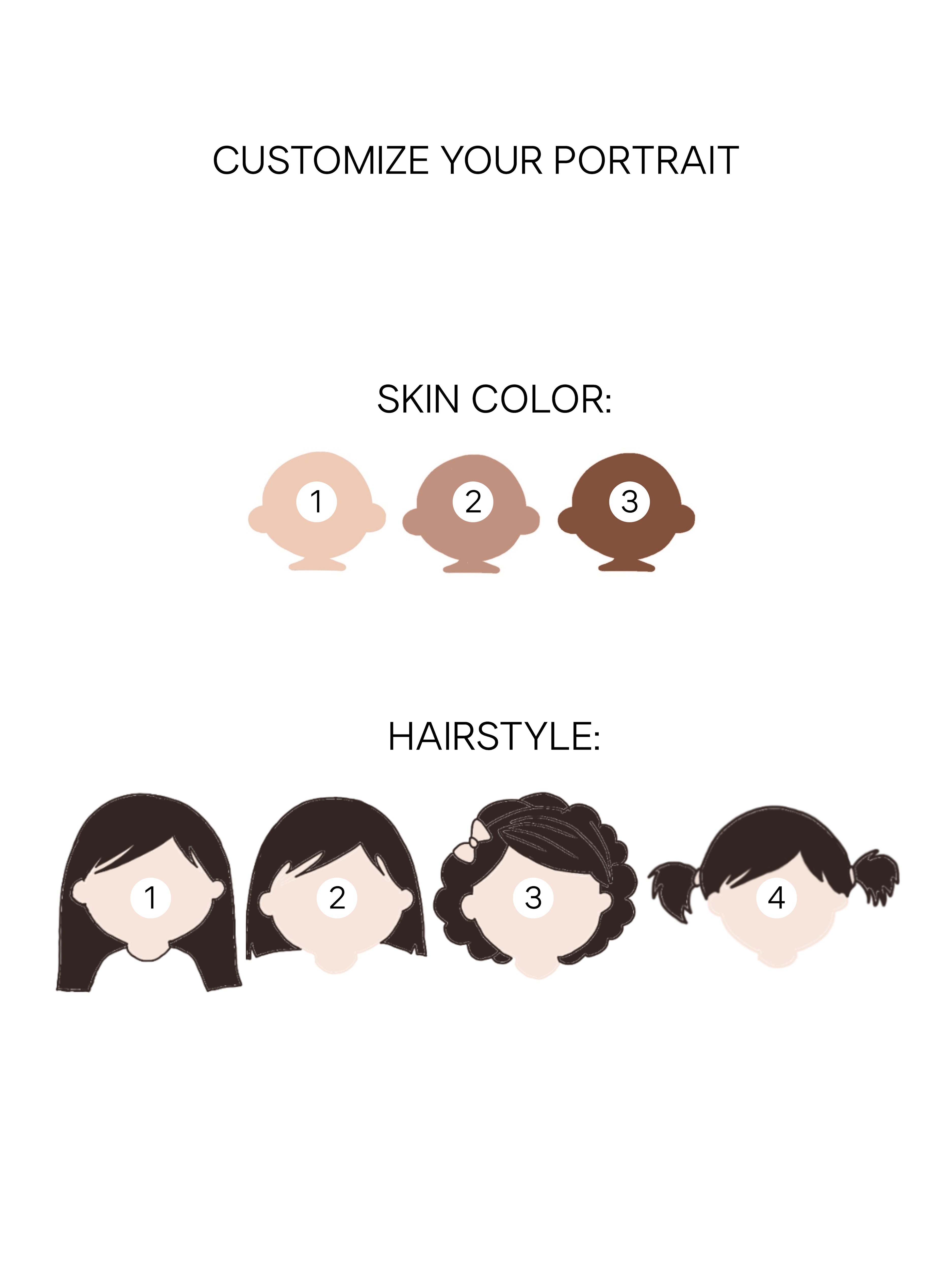 Personalized Portrait Girl - Black Hair (Red)