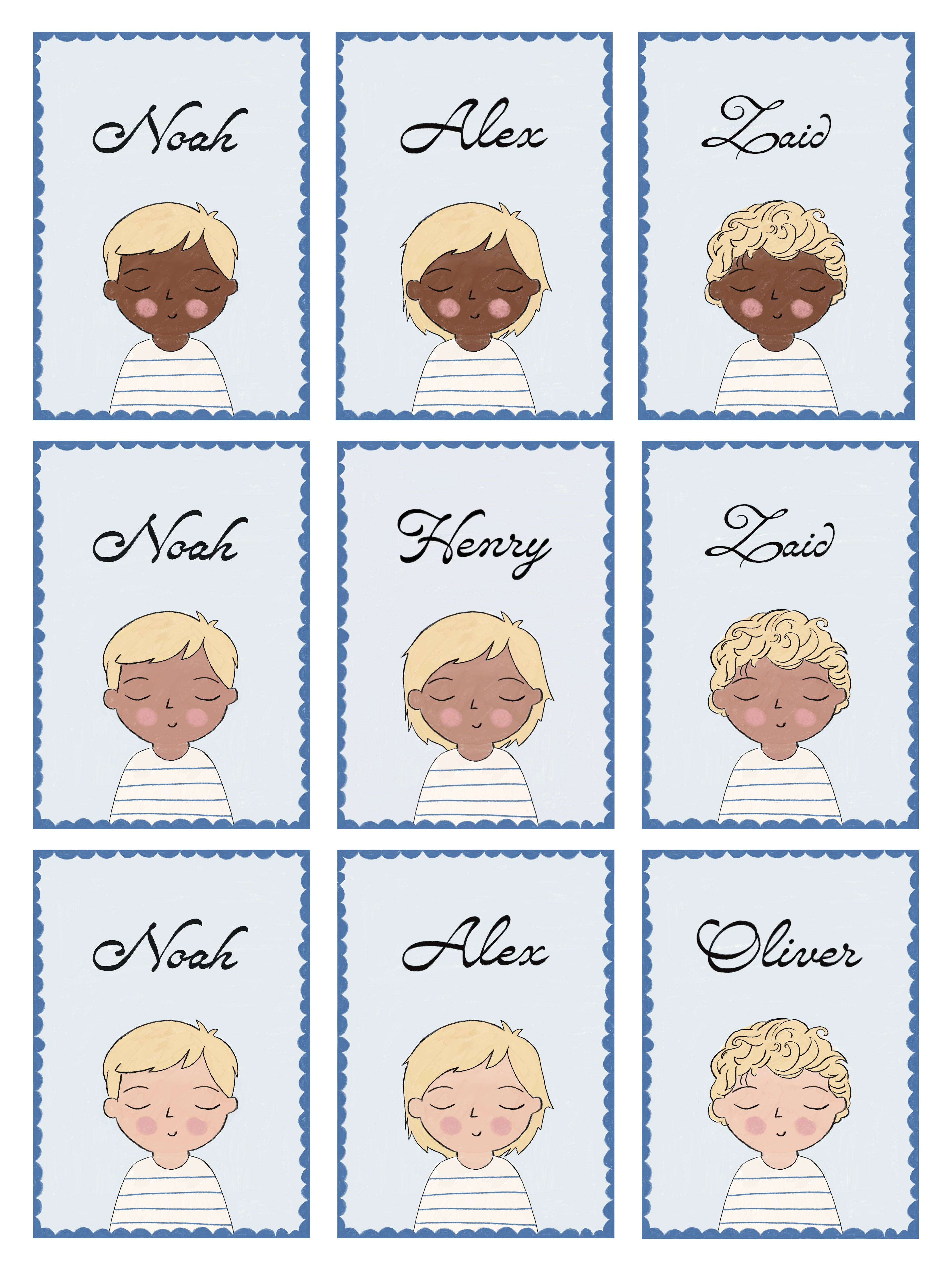 Personalized Portrait Boy - Blonde Hair (Blue)