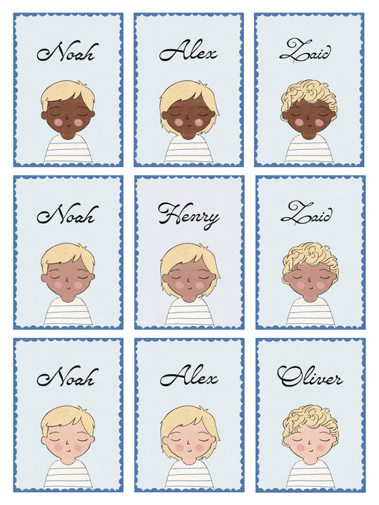 Personalized Portrait Boy - Blonde Hair (Blue)
