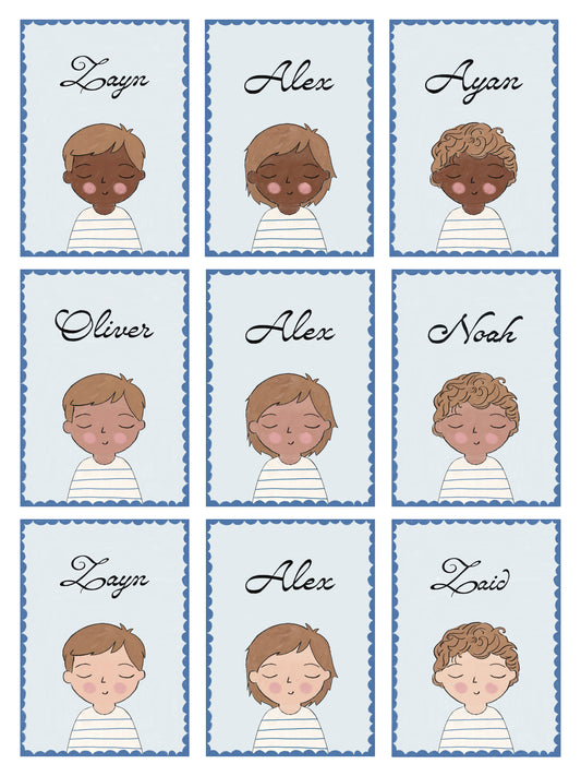 Personalized Portrait Boy - Brown Hair (Blue)